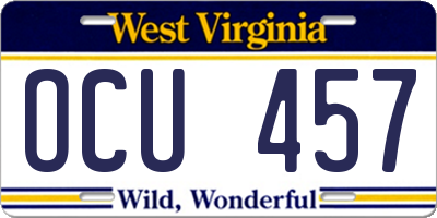 WV license plate OCU457