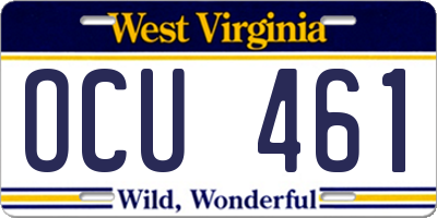 WV license plate OCU461