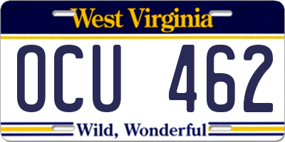 WV license plate OCU462