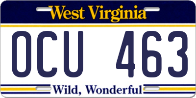 WV license plate OCU463