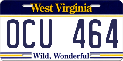 WV license plate OCU464
