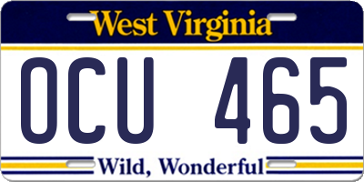 WV license plate OCU465