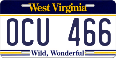 WV license plate OCU466