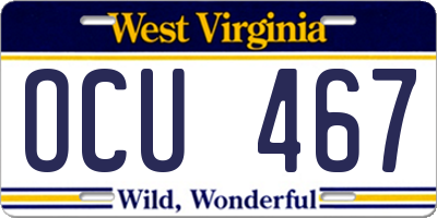 WV license plate OCU467