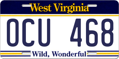 WV license plate OCU468