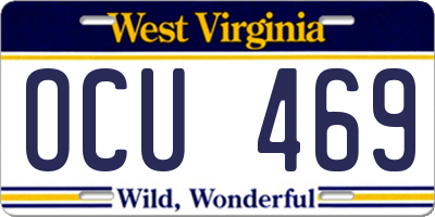 WV license plate OCU469