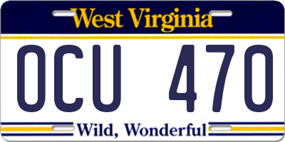 WV license plate OCU470