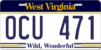 WV license plate OCU471