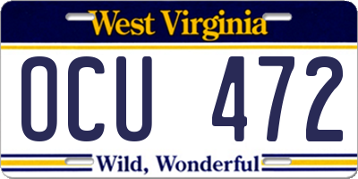WV license plate OCU472