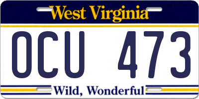 WV license plate OCU473