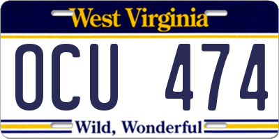 WV license plate OCU474