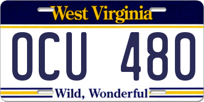 WV license plate OCU480