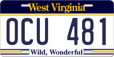 WV license plate OCU481