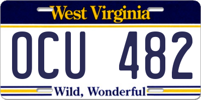WV license plate OCU482