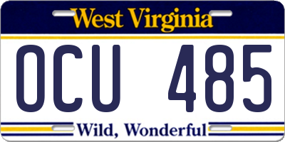 WV license plate OCU485