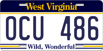 WV license plate OCU486