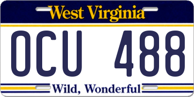 WV license plate OCU488