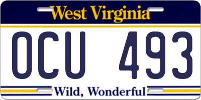 WV license plate OCU493