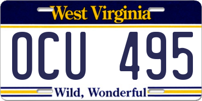 WV license plate OCU495