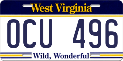 WV license plate OCU496