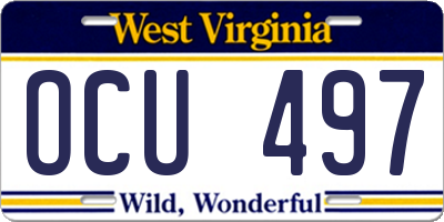 WV license plate OCU497