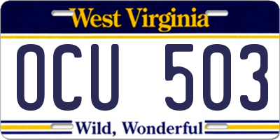 WV license plate OCU503