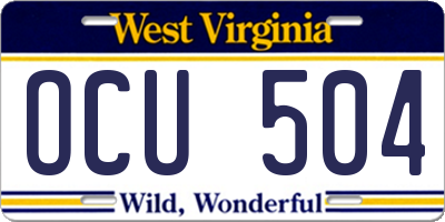 WV license plate OCU504