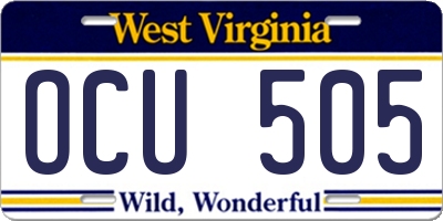 WV license plate OCU505