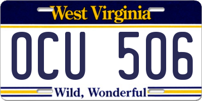 WV license plate OCU506