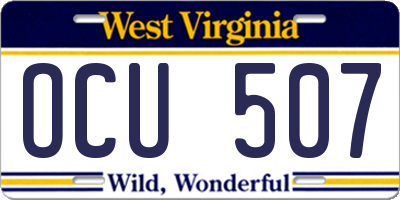 WV license plate OCU507