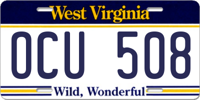 WV license plate OCU508