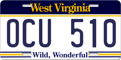 WV license plate OCU510