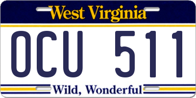 WV license plate OCU511