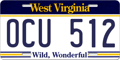 WV license plate OCU512