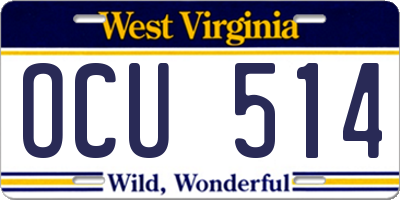 WV license plate OCU514