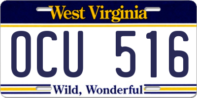 WV license plate OCU516