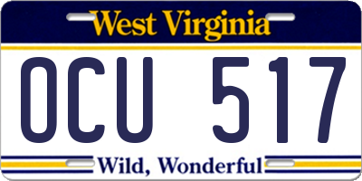 WV license plate OCU517