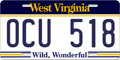 WV license plate OCU518