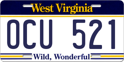 WV license plate OCU521