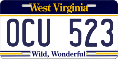 WV license plate OCU523