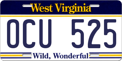 WV license plate OCU525