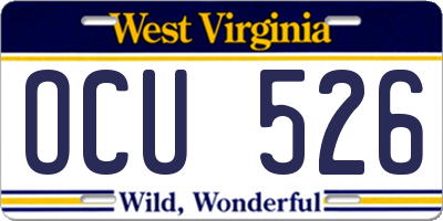 WV license plate OCU526