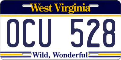 WV license plate OCU528