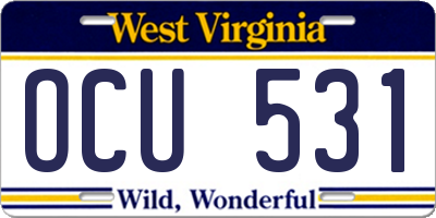 WV license plate OCU531