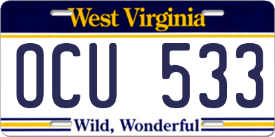 WV license plate OCU533