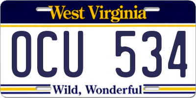 WV license plate OCU534