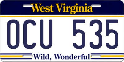 WV license plate OCU535