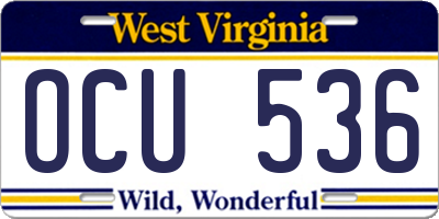 WV license plate OCU536