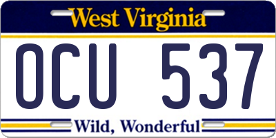 WV license plate OCU537