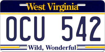 WV license plate OCU542